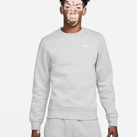 Nike Sportswear Club Fleece Men's Crew | Grey Heather/White | Size: 2XL - Picture 1 of 4